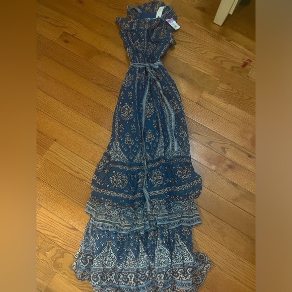 Anthropologie Ruffle Tie Maxi Boho Cottage tribal  Tiered Sasha NEW Flowy Floral - Picture 6 of 11